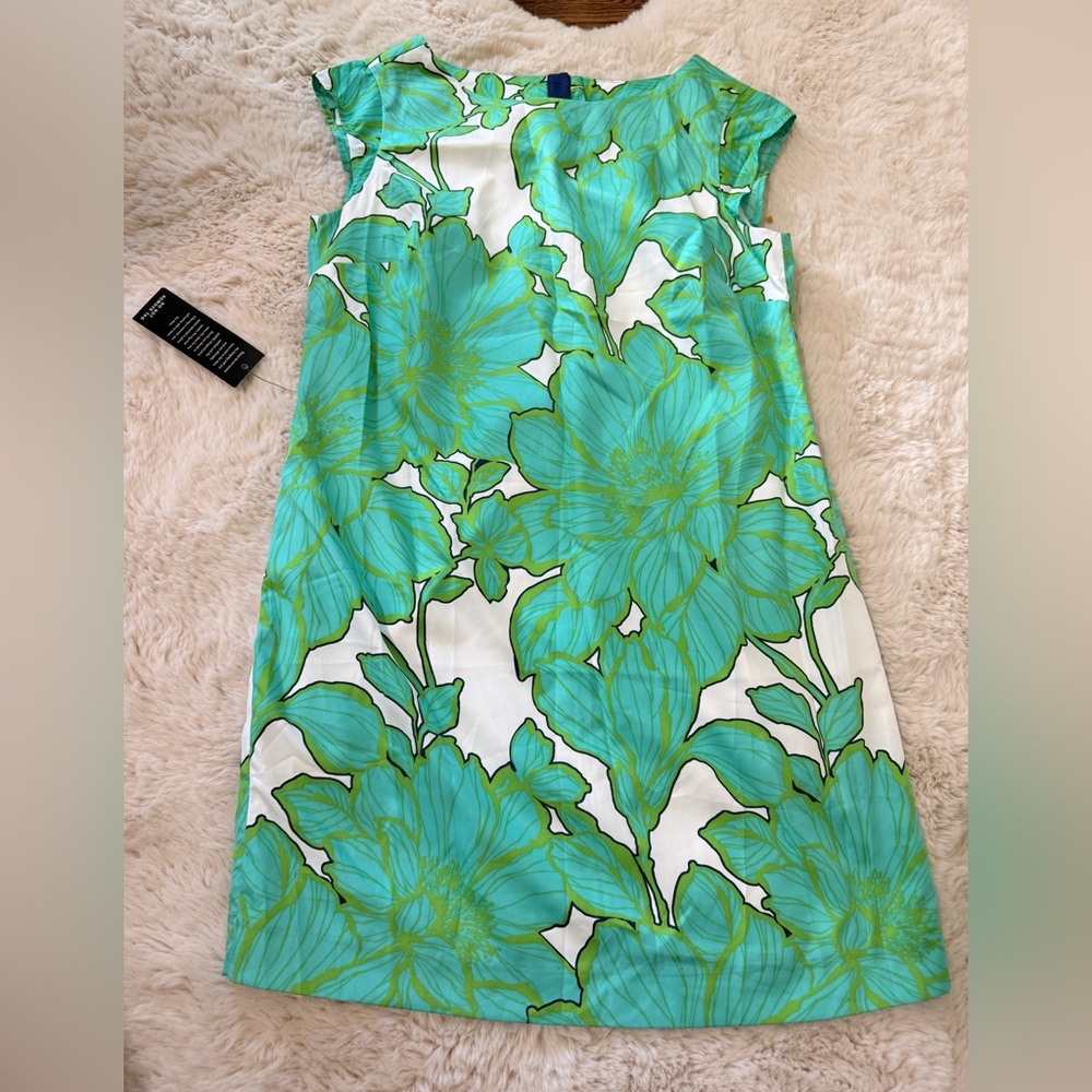 The Limited.  Small Petite Dress.  Floral Green and White.